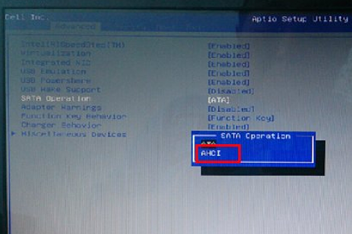 戴爾筆記本bios設置硬盤模式為AHCI教程