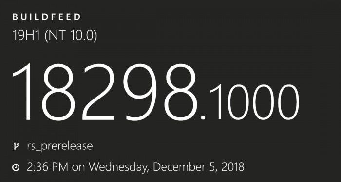微軟發布了Windows 10 Insider預覽版Build 18298