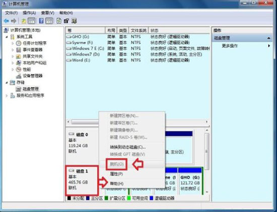 win7系統(tǒng)磁盤(pán)脫機(jī)問(wèn)題解決方法