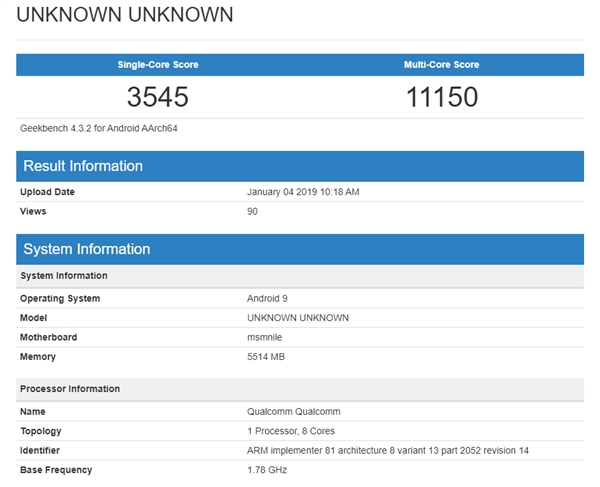 驍龍855 GeekBench跑分曝光：?jiǎn)魏诵膬H超麒麟980 5％